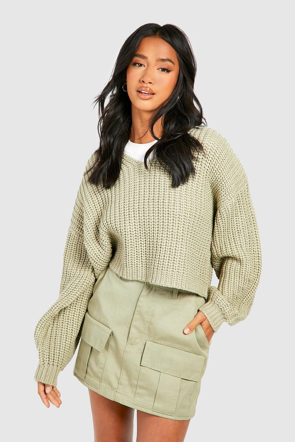 Khaki v hotsell neck jumper